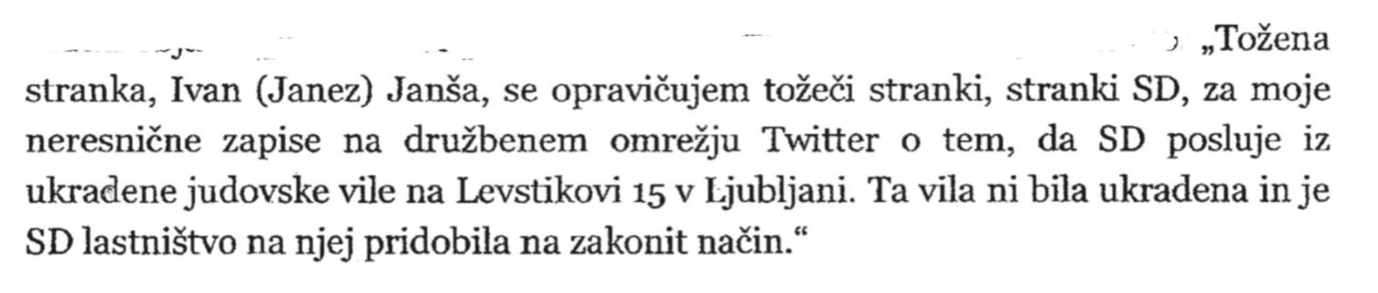 Janševo opravičilo SD na Twitterju