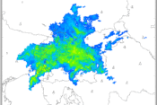Radarska slika padavin nad Slovenijo