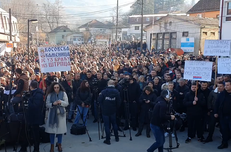 Protest v mestu Štrpce