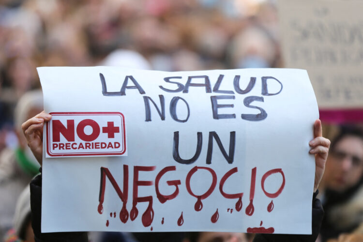 Protest against the regional government's public health care policy, in Madrid