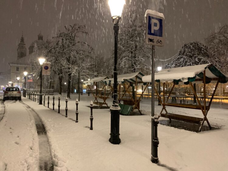 sneg, sneženje, tržnica, Ljubljana