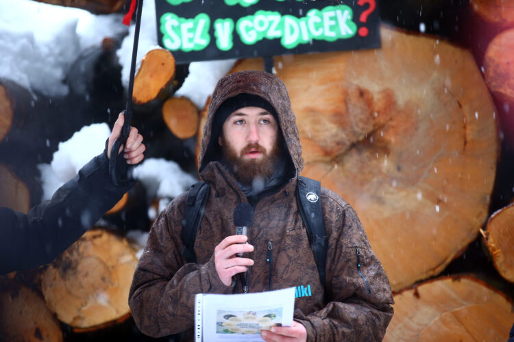 Protest Mladih za podnebno pravičnost proti sečnji gozda na Rožniku