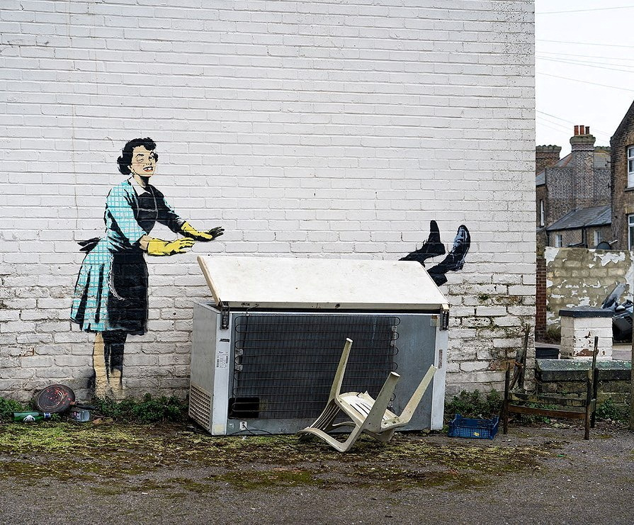 Banksys neues Kunstwerk: ein Graffiti, das vor häuslicher Gewalt warnt