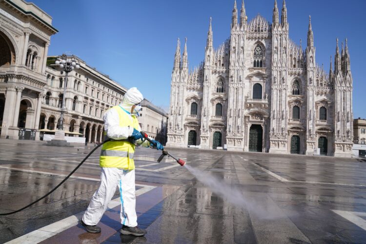razkuževanje Milana med epidemijo