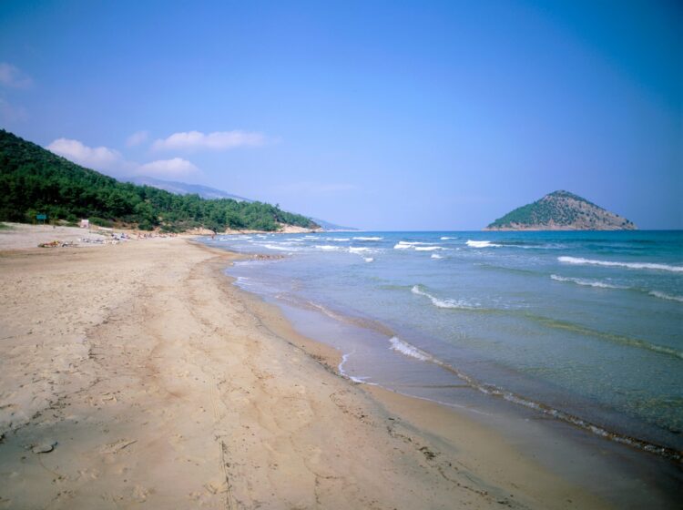 peščena plaža, otok Limnos, Grčija