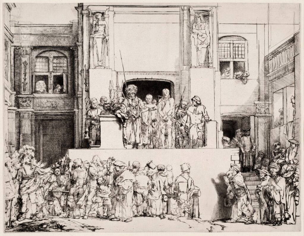 Kristusa privedejo pred ljudstvo, Rembrandt, grafika
