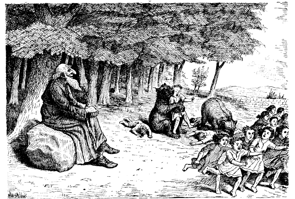 Karikatura Elizej in medvedke