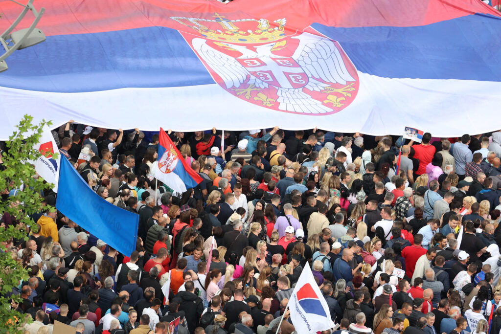 Protest v podporo Vučiću v Srbiji