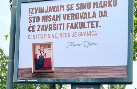 billboard, reklamni pano, Beograd, Srbija, opravičilo