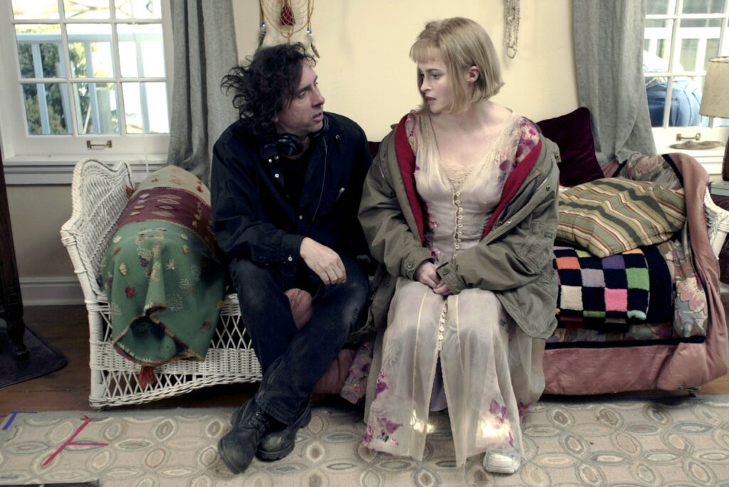 Helena Bonham Carter in Tim Burton med snemanjem filma Velika Riba. 