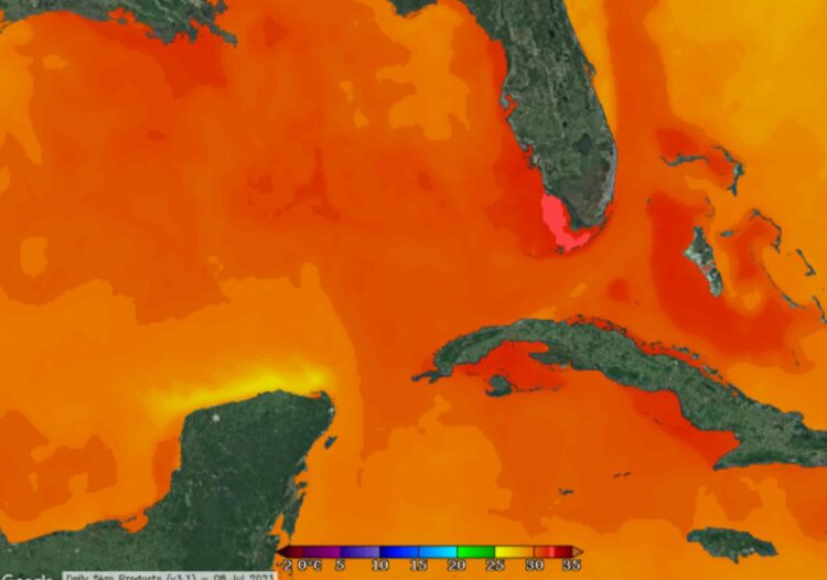 Florida, temperatura morja, rekord