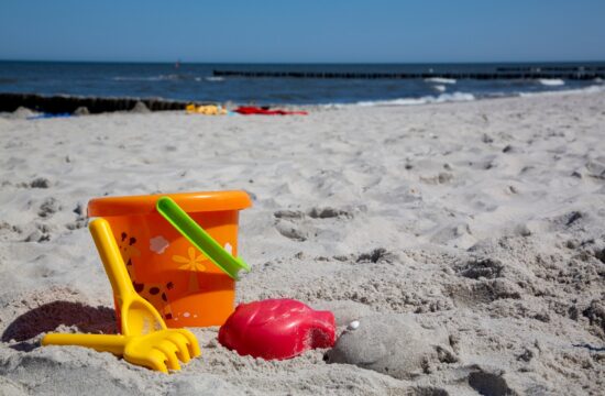 plaža, peščena, igrače, morje