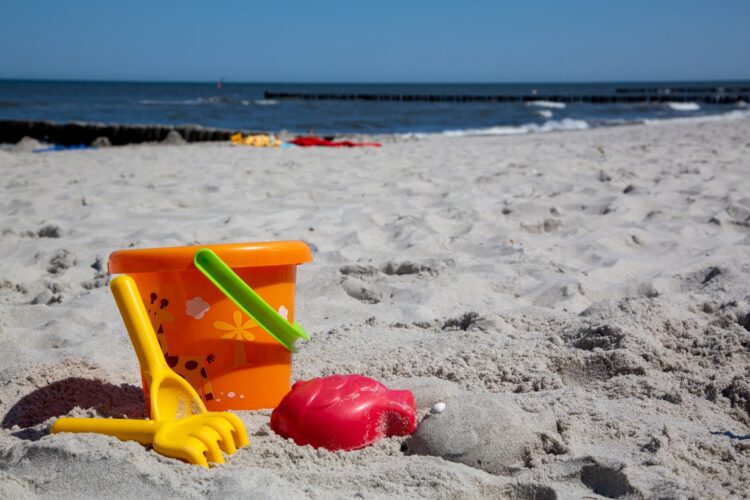 plaža, peščena, igrače, morje