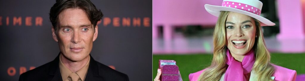 Cillian Murphy, ki je v filmu Oppenherimer upodobil Juliusa R. Oppenheimerja, in Margot Robbie, ki je upodobila Barbie.