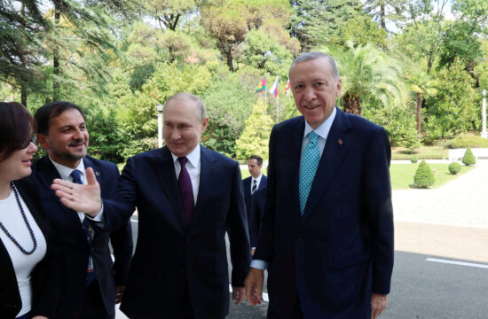 Vladimir Putin in Recep Tayyip Erdogan na srečanju v Sočiju