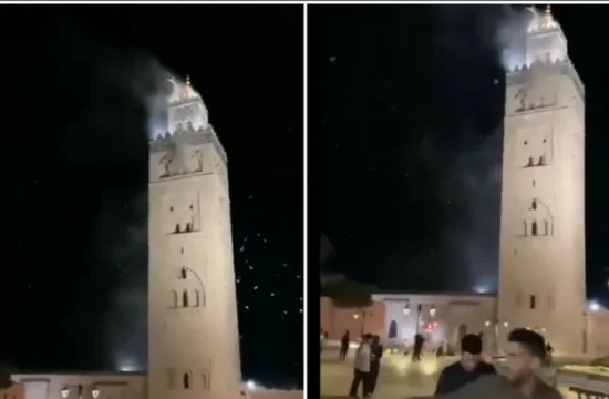 Minaret med potresom v Maroku