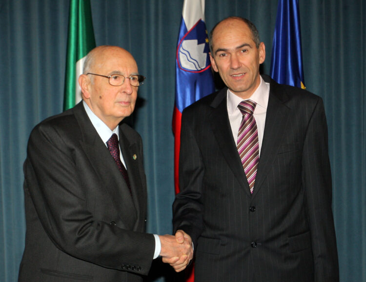 Giorgio Napolitano na obisku v Slovenijil leta 2008