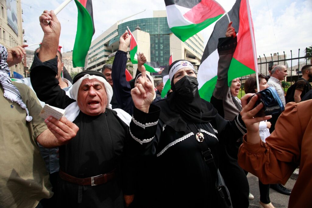 Palestinski protestniki v Gazi