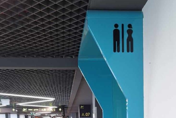 stranišče, žensko, letališče Nikole Tesle, Beograd, Srbija, znak