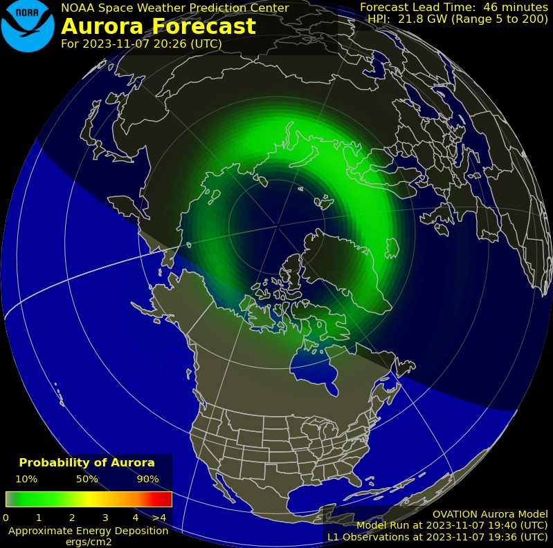 severni sij, aurora borealis, NOAA