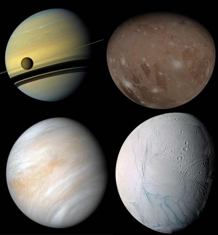 Titan, Enceladus, Ganimed, Venera, vesolje