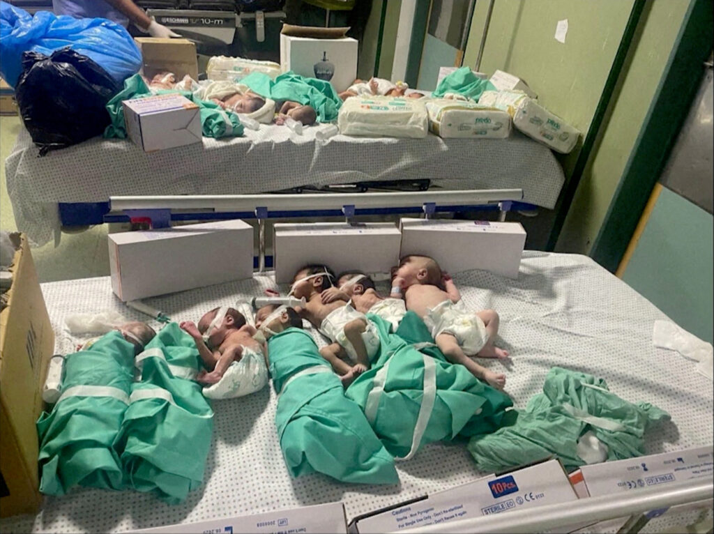 dojenčki v bolnišnici Al Šifa v Gazi