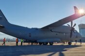Pristanek prvega taktično-tovornega letala Slovenske vojske C-27J Spartan na letališču Cerklje ob Krki
