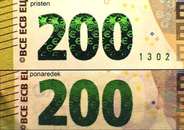 ponarejen bankovec za 200 evrov