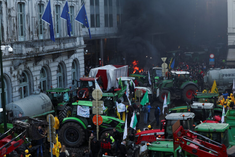 Protesti kmetov v Bruslju