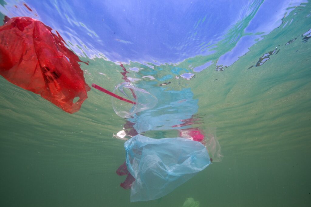 Plastična vrečka v oceanu