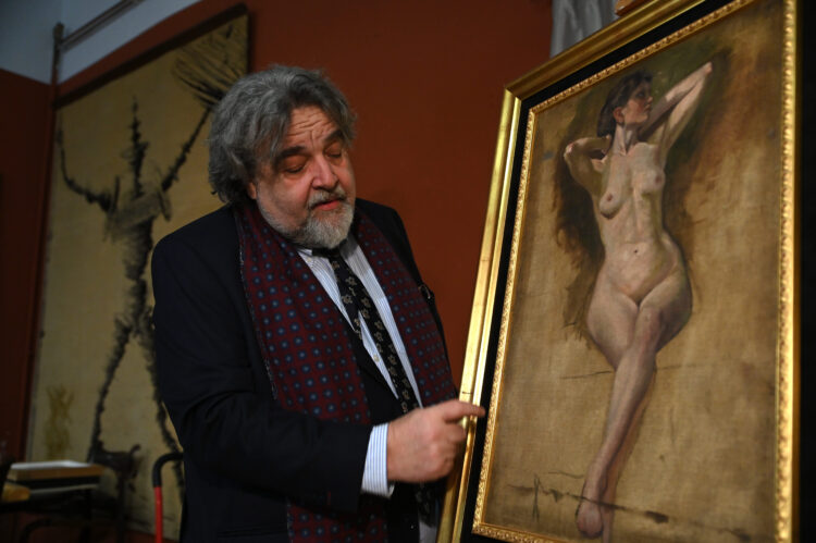Leon Pogelšek ob doslej neznani sliki Ivane Kobilca
