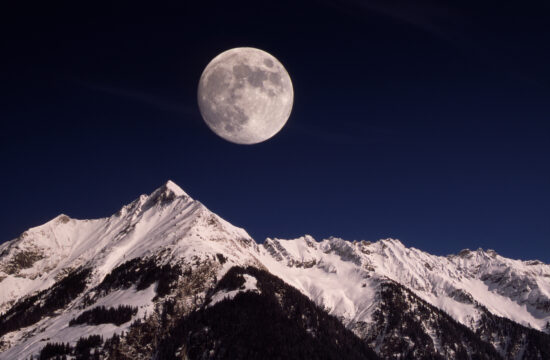 polna luna, gore, sneg, Alpe