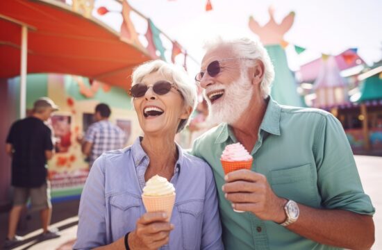 Stari ljudje jedo sladoled