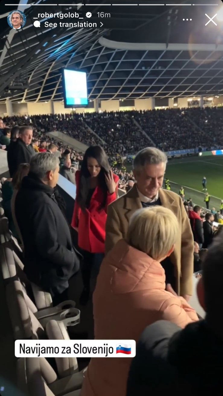 Robert Golob in Tina Gaber na nogometni tekmo Slovenija-Portugalska v Stožicah