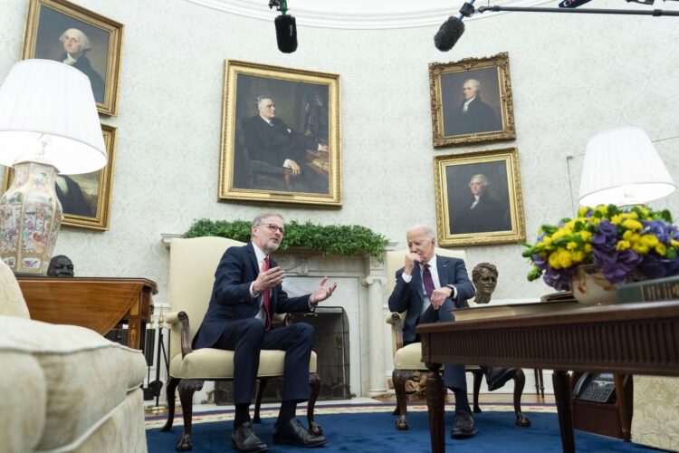 Ameriški predsednik Joe Biden in češki premier Petr Fiala