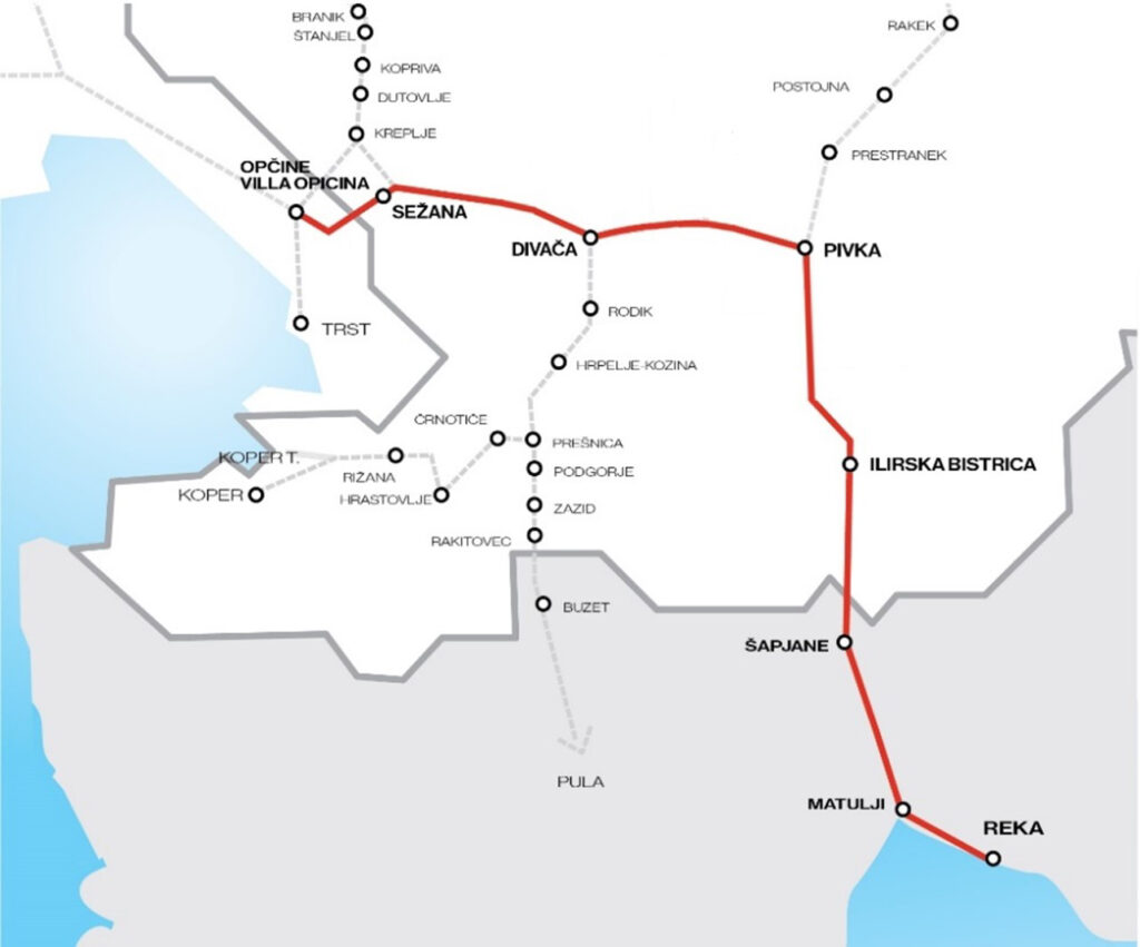 zemljevid nove železniške linije