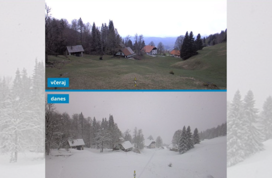 primerjava snega včeraj in danes