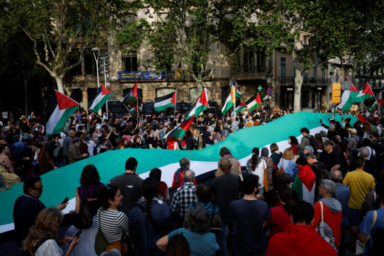 Protesti v podporo Palestini v Barceloni