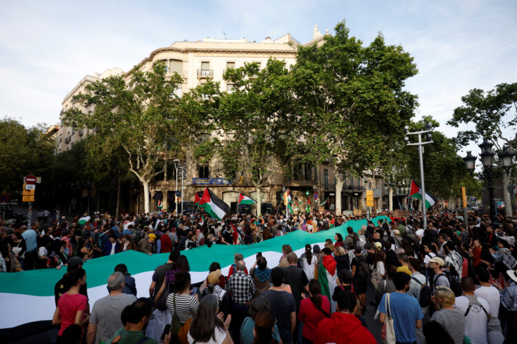 Protesti v podporo Palestini v Barceloni
