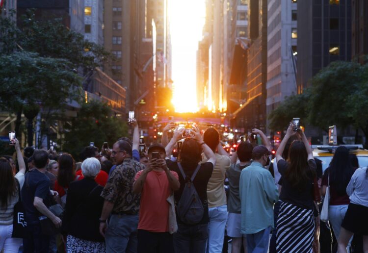 Manhattanhenge, sončni vzhod, zahod, New York, ZDA