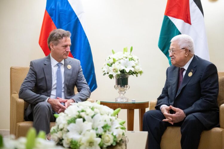 Palestinski predsednik Mahmoud Abbas in slovenski premier Robert Golob