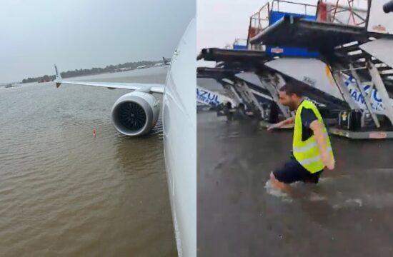 Močni nalivi zalili letališče na Majorki: potniki so ostali ujeti na letalih