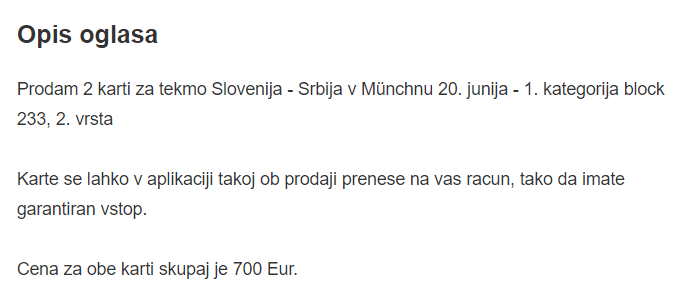 Preprodaja vstopnic na Bolhi