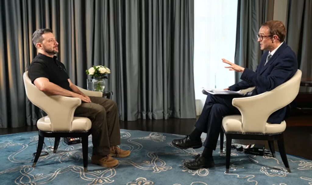 Volodimir Zelenski med intervjujem za BBC