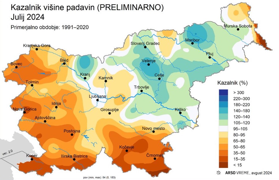 Padavine julij 2024