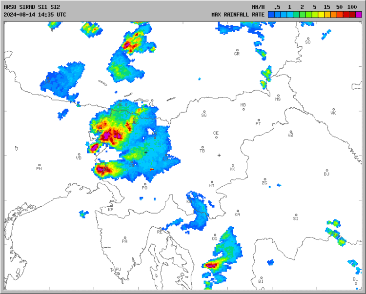 Radarska slika, avgust 2024