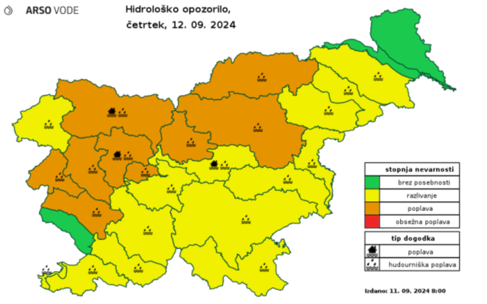 Ob deževju možne poplave