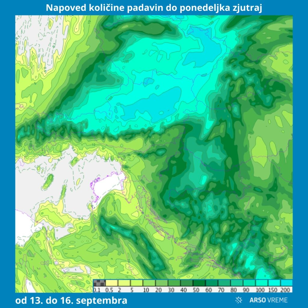 Padavine, napoved, ciklon Boris