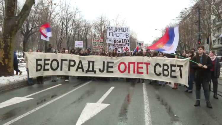 Protest študentov v Beogradu