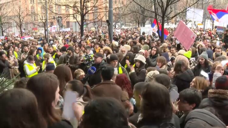 Protest študentov v Beogradu